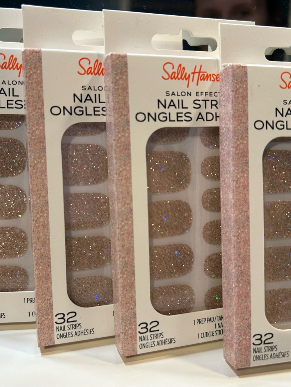 Sally Hansen Glitter Beige Press-On Nail Strips - 32 Pack